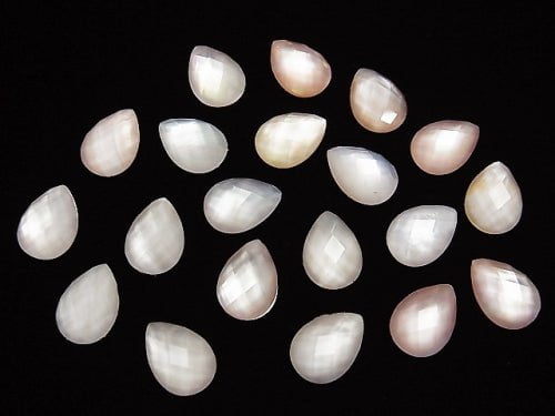[Video] Pink Shell x Crystal AAA- Pear shape Faceted Cabochon 14x10mm 3pcs