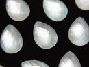 White Shell x Crystal AAA- Pear shape Faceted Cabochon 14x10mm 3pcs