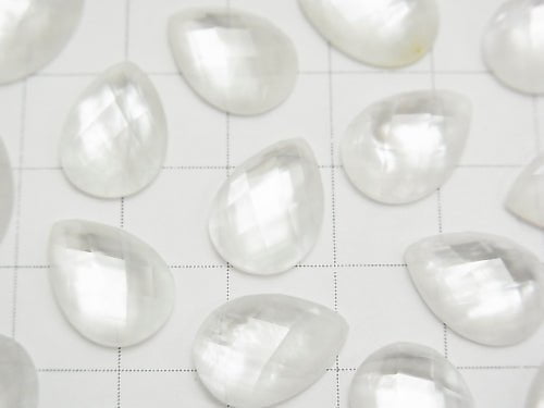 3pcs $11.79! White Shell x Crystal AAA 'Pear shape Faceted Cabochon 14 x 10 mm 3 pcs