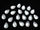 White Shell x Crystal AAA- Pear shape Faceted Cabochon 14x10mm 3pcs