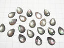 Black Shell x Crystal AAA- Pear Shape Faceted Cabochon 14x10mm 3pcs