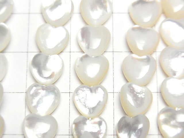 [Video] High Quality White Shell (Silver-lip Oyster)AAA Vertical Hole Heart 8x8x4mm 1/4 or 1strand beads (aprx.15inch/38cm)