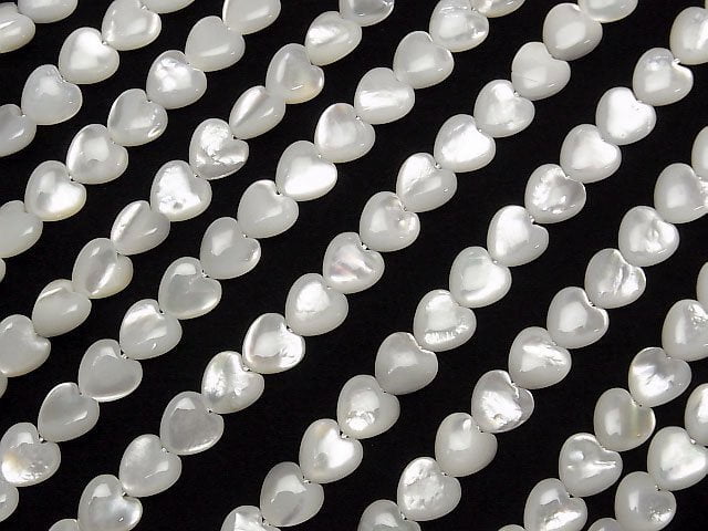 High Quality White Shell (Silver-lip Oyster)AAA Vertical Hole Heart 8x8x4mm 1/4 or 1strand beads (aprx.15inch/38cm)