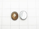 White Shell x Smoky Quartz AAA Oval Faceted Cabochon 10x8mm 3pcs