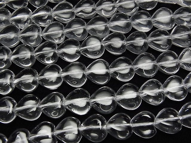 水晶石英 AAA 垂直孔心形 10x10mm 1/4-1 串珠子 (約 15 英吋/36 公分)