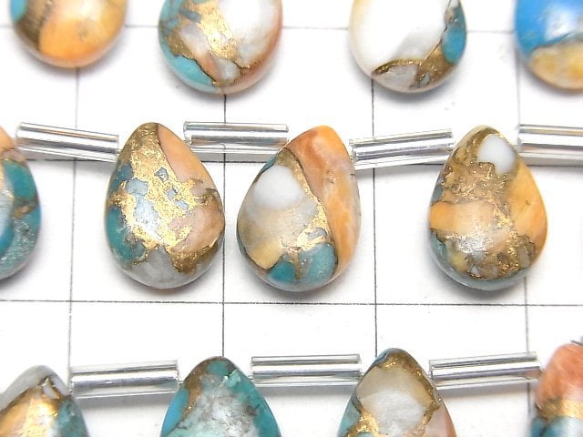 [Video] Oyster Copper Turquoise Pear shape (Smooth) 12x8mm 1strand (8pcs )