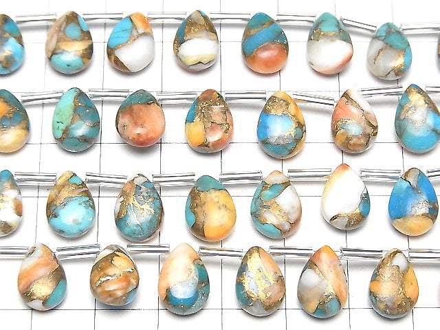 [Video] Oyster Copper Turquoise Pear shape (Smooth) 12x8mm 1strand (8pcs )