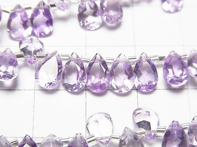 [Video]High Quality Amethyst AAA Pear shape Faceted 8x5mm half or 1strand beads (aprx.5inch/12cm)