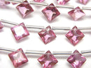 [Video]High Quality Pink Topaz AAA Diamond Princess Cut 8x8mm half or 1strand (8pcs)