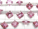 [Video]High Quality Pink Topaz AAA Diamond Princess Cut 8x8mm half or 1strand (8pcs)