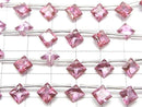 [Video]High Quality Pink Topaz AAA Diamond Princess Cut 8x8mm half or 1strand (8pcs)