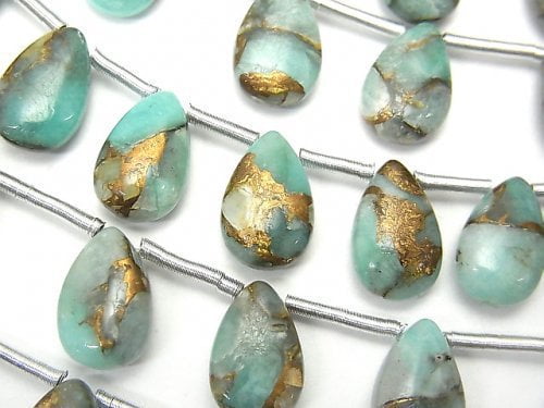 Copper Turquoise & Amazonite, Pear Shape Gemstone Beads