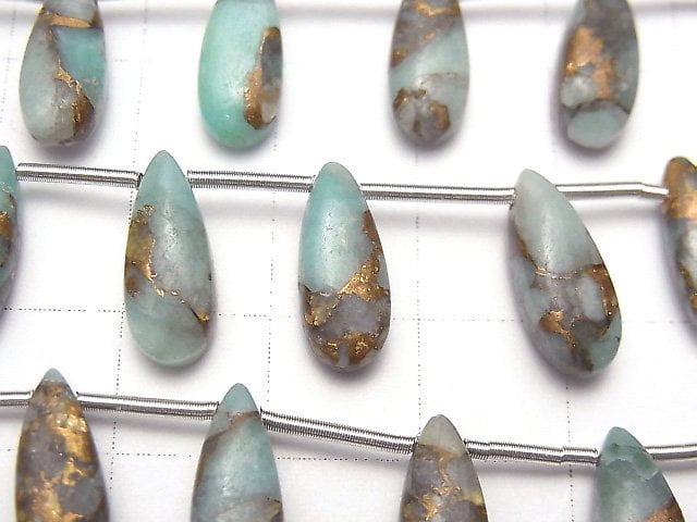 [Video] Copper Amazonite AAA Pear shape (Smooth) 15x6mm half or 1strand (10pcs )