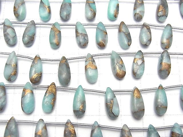 [Video] Copper Amazonite AAA Pear shape (Smooth) 15x6mm half or 1strand (10pcs )