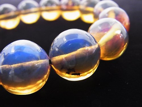 [Video] [One of a kind] Dominica Blue Amber AAAA- Round 14mm Bracelet NO.234