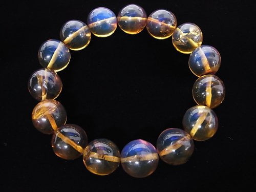 [Video] [One of a kind] Dominica Blue Amber AAAA- Round 14mm Bracelet NO.234