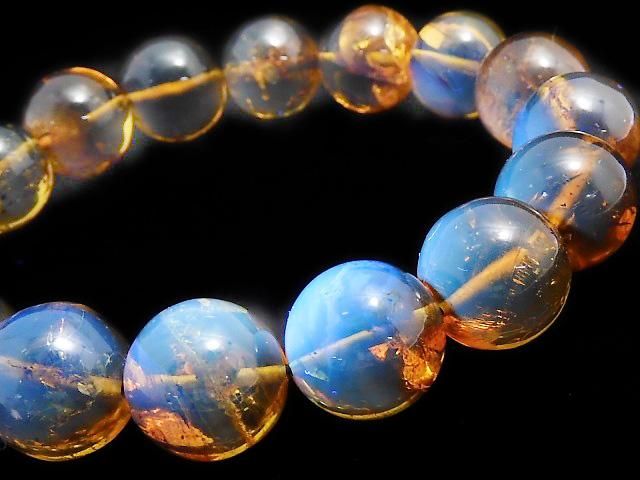 [Video][One of a kind] Dominican Blue Amber AAA Round 13.5mm Bracelet NO.240