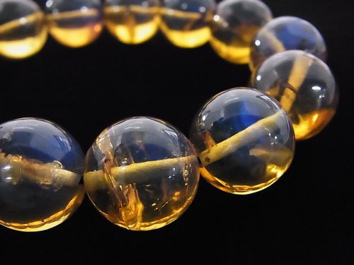 [Video] [One of a kind] Dominica Blue Amber AAAA- Round 14.5mm Bracelet NO.248