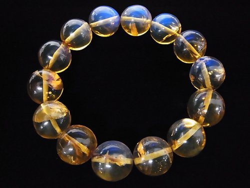 [Video] [One of a kind] Dominica Blue Amber AAAA- Round 14.5mm Bracelet NO.248