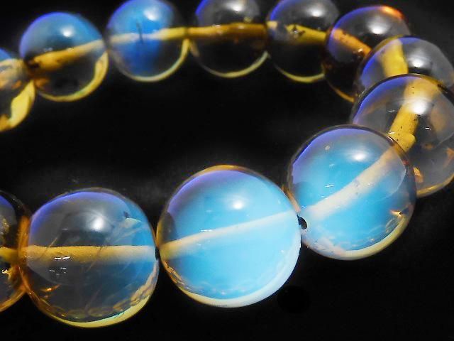 [Video][One of a kind] Dominican Blue Amber AAA Round 14mm Bracelet NO.258