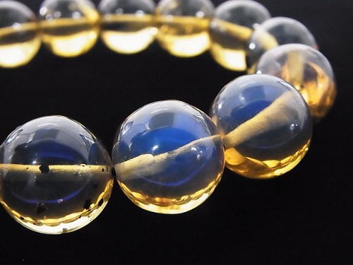 [Video] [One of a kind] Dominica Blue Amber AAAA- Round 14mm Bracelet NO.258