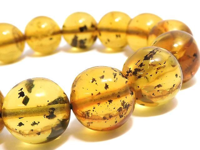 [Video][One of a kind] Dominican Blue Amber AAA Round 14mm Bracelet NO.258