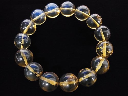 [Video] [One of a kind] Dominica Blue Amber AAAA- Round 14mm Bracelet NO.258