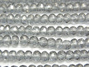 Silver flash crystal Faceted Button Rondelle 4 x 4 x 3 mm half or 1 strand beads (aprx.15 inch / 38 cm)