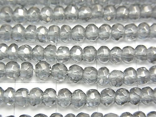 Silver flash crystal Faceted Button Roundel 4 x 4 x 3 mm half or 1 strand beads (aprx.15 inch / 38 cm)