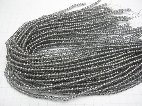 Silver flash crystal Faceted Button Rondelle 4 x 4 x 3 mm half or 1 strand beads (aprx.15 inch / 38 cm)