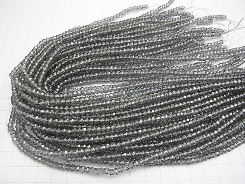 Silver flash crystal Faceted Button Roundel 4 x 4 x 3 mm half or 1 strand beads (aprx.15 inch / 38 cm)