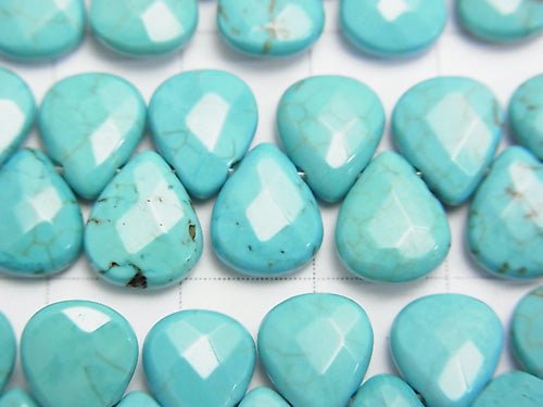 [Video] Magnesite Turquoise  Faceted Pear Shape 10x8x4mm 1strand beads (aprx.6inch/15cm)