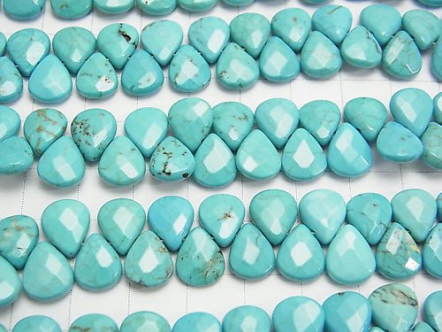 [Video] Magnesite Turquoise  Faceted Pear Shape 10x8x4mm 1strand beads (aprx.6inch/15cm)