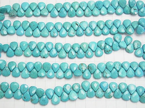 [Video] Magnesite Turquoise  Faceted Pear Shape 10x8x4mm 1strand beads (aprx.6inch/15cm)