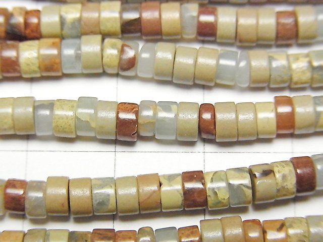 [Video] Impression Jasper Roundel (Heishi )4x4x2mm 1strand beads (aprx.15inch/38cm)