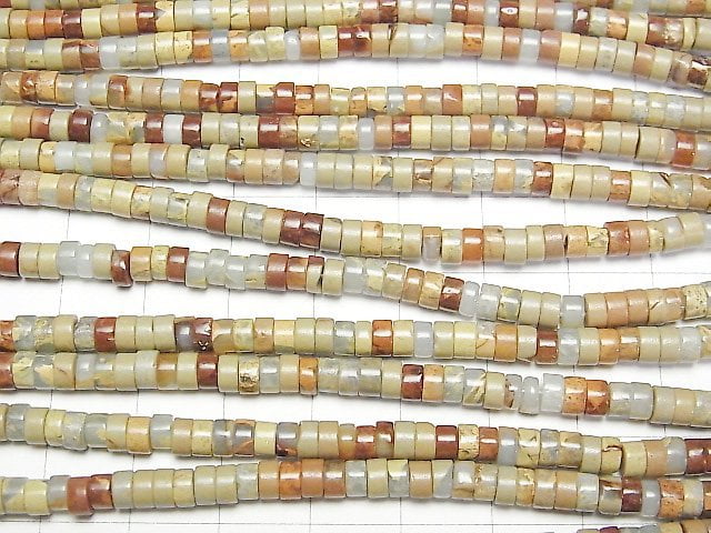 [Video] Impression Jasper Roundel (Heishi )4x4x2mm 1strand beads (aprx.15inch/38cm)