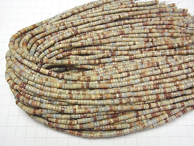 [Video] Impression Jasper Roundel (Heishi )4x4x2mm 1strand beads (aprx.15inch/38cm)