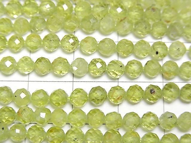 [Video]High Quality! Peridot AA++ Faceted Round 4mm 1strand beads (aprx.15inch/36cm)