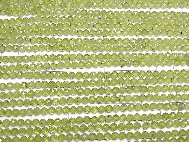 [Video]High Quality! Peridot AA++ Faceted Round 4mm 1strand beads (aprx.15inch/36cm)