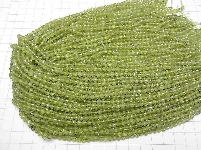 [Video]High Quality! Peridot AA++ Faceted Round 4mm 1strand beads (aprx.15inch/36cm)