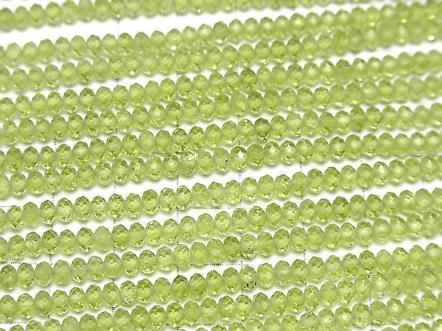 [Video]High Quality! Peridot AAA Faceted Button Rondelle 4x4x2.5mm half or 1strand beads (aprx.15inch/37cm)