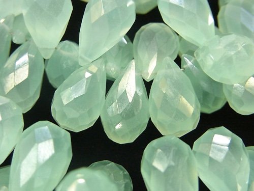 Chalcedony, Drop, Faceted Briolette Gemstone Beads
