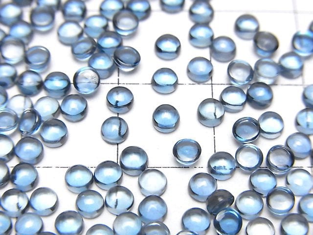 [Video] High Quality London Blue Topaz AAA Round Cabochon 3x3mm 10pcs