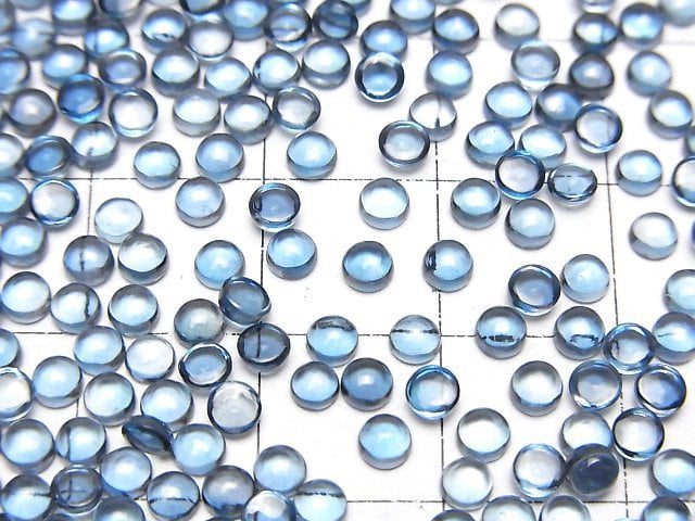 [Video] High Quality London Blue Topaz AAA Round Cabochon 3x3mm 10pcs