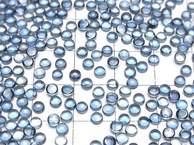 [Video] High Quality London Blue Topaz AAA Round Cabochon 3x3mm 10pcs