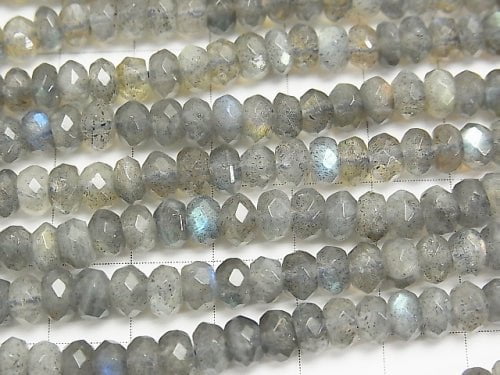 Labradorite AA++ Faceted Button Roundel 6x6x3 half or 1strand beads (aprx.15inch/38cm)