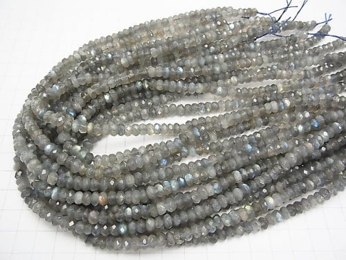 Labradorite AA++ Faceted Button Roundel 6x6x3 half or 1strand beads (aprx.15inch/38cm)