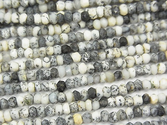 [Video] 1strand $13.99! Dendrite Opal AAA Faceted Button Roundel  1strand beads (aprx.13inch/32cm)