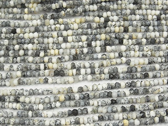 [Video] Dendrite Opal AAA Faceted Button Rondelle  1strand beads (aprx.13inch/32cm)