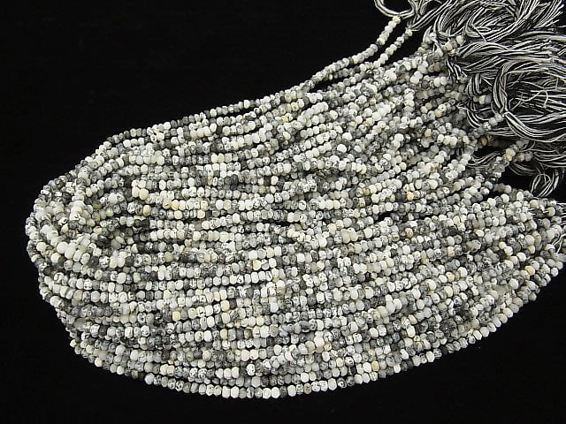 [Video] Dendrite Opal AAA Faceted Button Rondelle  1strand beads (aprx.13inch/32cm)